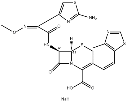 sodium (6R,7R)-7-[[(2Z)-2-(2-amino-1,3-thiazol-4-yl)-2-methoxyimino-acetyl]amino]-3-[(E)-2-(4-methyl-1,3-thiazol-5-yl)ethenyl]-8-oxo-5-thia-1-azabicyclo[4.2.0]oct-2-ene-2-carboxylic acid Structure