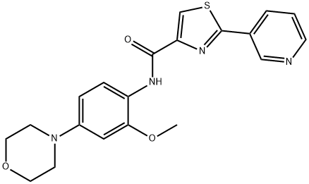N-[2-甲氧基-4-(4-吗啉基)苯基]-2-(3-吡啶基)-4-噻唑甲酰, 1042672-97-8, 结构式