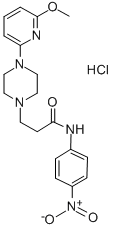1-Piperazinepropanamide, 4-(6-methoxy-2-pyridinyl)-N-(4-nitrophenyl)-,  monohydrochloride Structure