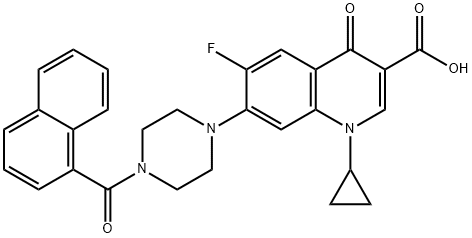 3-Quinolinecarboxylic acid, 1-cyclopropyl-6-fluoro-1,4-dihydro-7-[4-(1-naphthalenylcarbonyl)-1-piperazinyl]-4-oxo- Struktur