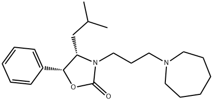 (4S,5R)-3-[3-[(ヘキサヒドロ-1H-アゼピン)-1-イル]プロピル]-4-(2-メチルプロピル)-5-フェニル-2-オキサゾリジノン 化学構造式