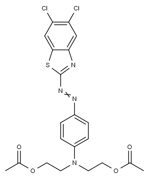 [2,2'-[4-[(5,6-ジクロロベンゾチアゾール-2-イル)アゾ]フェニルイミノ]ビス(エタノール)]ジアセタート 化学構造式