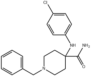 4-[(4-クロロフェニル)アミノ]-1-フェニルメチル-4-ピペリジンカルボアミド 化学構造式