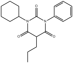 1-シクロヘキシル-3-フェニル-5-プロピルバルビツル酸 化学構造式