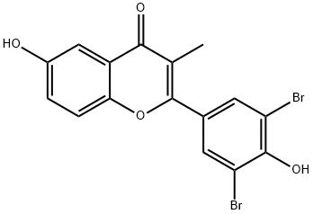 4H-1-Benzopyran-4-one, 2-(3,5-dibromo-4-hydroxyphenyl)-6-hydroxy-3-met hyl- Struktur