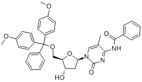 N-苯甲酰基-5'-O-[二(4-甲氧基苯基)苯基甲基]-2'-脱氧-5-甲基胞苷 结构式