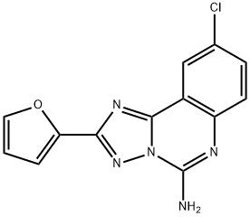 5-アミノ-9-クロロ-2-(2-フラニル)[1,2,4]トリアゾロ[1,5-c]キナゾリン 化学構造式