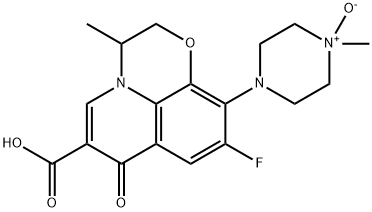 4-{11-カルボキシ-7-フルオロ-2-メチル-10-オキソ-4-オキサ-1-アザトリシクロ[7.3.1.05,13]トリデカ-5(13),6,8,11-テトラエン-6-イル}-1-メチルピペラジン-1-イウム-1-オラート 化学構造式