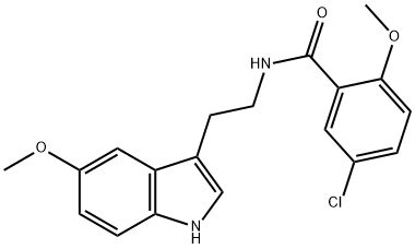 5-Chloro-2-methoxy-N-[2-(5-methoxy-
1H-indol-3-yl)-ethyl]-benzamide,104724-22-3,结构式