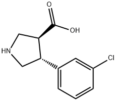 (3S,4R)-4-(3-氯苯基)吡咯烷-3-羧酸, 1047651-80-8, 结构式