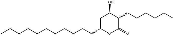 (3S,4S,6R)-3-ヘキシル-4-ヒドロキシ-6-ウンデシルオキサン-2-オン 化学構造式
