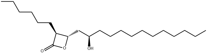 (3S,4S)-3-HEXYL-4-[(R)-2-(HYDROXYTRIDECYL)]OXETAN-2-ONE Structure