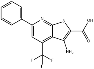 3-アミノ-6-フェニル-4-(トリフルオロメチル)チエノ[2,3-B]ピリジン-2-カルボン酸 化学構造式