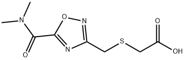 [({5-[(dimethylamino)carbonyl]-1,2,4-oxadiazol-3-yl}methyl)thio]acetic acid Structure
