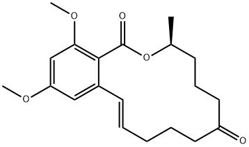 (3S,11E)-3,4,5,6,9,10-ヘキサヒドロ-3-メチル-14,16-ジメトキシ-1H-2-ベンゾオキサシクロテトラデシン-1,7(8H)-ジオン 化学構造式