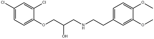 rac-(R*)-1-(2,4-ジクロロフェノキシ)-3-[[2-(3,4-ジメトキシフェニル)エチル]アミノ]-2-プロパノール 化学構造式