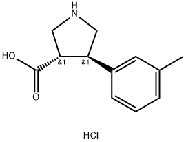 (3S,4R)-4-间甲苯基吡咯烷-3-羧酸,1049727-99-2,结构式