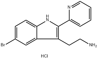 2-[5-ブロモ-2-(ピリジン-2-イル)-1H-インドール-3-イル]エチルアミン塩酸塩 化学構造式