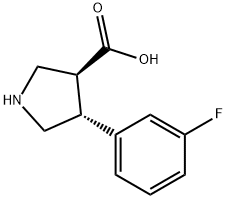 (3S,4R)-4-(3-氟苯基)吡咯烷-3-羧酸,1049975-95-2,结构式