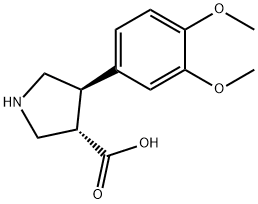 (3S,4R)-4-(3,4-DIMETHOXYPHENYL)PYRROLIDINE-3-CARBOXYLIC ACID 化学構造式