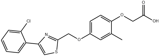 2-[4-[[4-(2-氯苯基)-2-噻唑基]甲氧基]-2-甲基苯氧基]乙酸, 1050506-75-6, 结构式