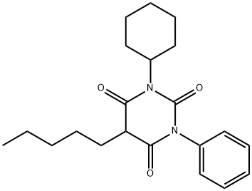 1-Cyclohexyl-5-pentyl-3-phenylbarbituric acid Structure
