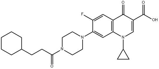 3-Quinolinecarboxylic acid, 7-[4-(3-cyclohexyl-1-oxopropyl)-1-piperazinyl]-1-cyclopropyl-6-fluoro-1,4-dihydro-4-oxo- Structure