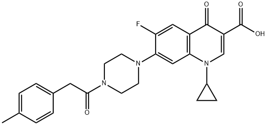 3-Quinolinecarboxylic acid, 1-cyclopropyl-6-fluoro-1,4-dihydro-7-[4-[2-(4-Methylphenyl)acetyl]-1-piperazinyl]-4-oxo- 化学構造式