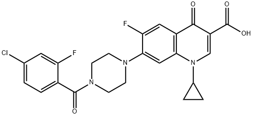 3-Quinolinecarboxylic acid, 7-[4-(4-chloro-2-fluorobenzoyl)-1-piperazinyl]-1-cyclopropyl-6-fluoro-1,4-dihydro-4-oxo- Struktur