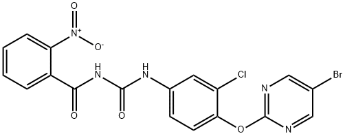 1-(2-ニトロベンゾイル)-3-[4-[(5-ブロモ-2-ピリミジニル)オキシ]-3-クロロフェニル]尿素 化学構造式