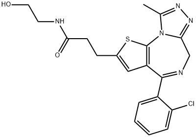 6H-Thieno(3,2-f)(1,2,4)triazolo(4,3-a)(1,4)diazepine-2-propanamide, 4- (2-chlorophenyl)-N-(2-hydroxyethyl)-9-methyl- Structure