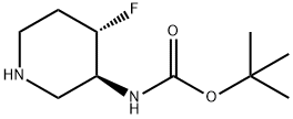 (3S,4S)-3-(BOC-アミノ)-4-フルオロピペリジン 化学構造式