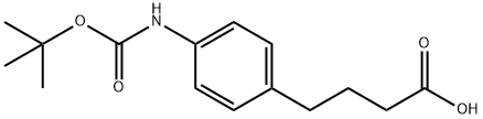 4-(BOC-4-アミノフェニル)ブタン酸 化学構造式