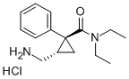 (E)-2-(Aminomethyl)-N,N-diethyl-1-phenylcyclopropanecarboxamide hydrochloride Struktur