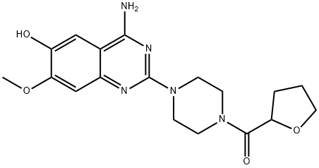 [4-(4-アミノ-6-ヒドロキシ-7-メトキシ-2-キナゾリニル)-1-ピペラジニル](テトラヒドロ-2-フラニル)メタノン 化学構造式