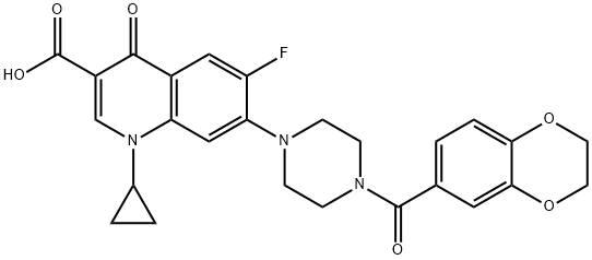 3-Quinolinecarboxylic acid, 1-cyclopropyl-7-[4-[(2,3-dihydro-1,4-benzodioxin-6-yl)carbonyl]-1-piperazinyl]-6-fluoro-1,4-dihydro-4-oxo- Structure
