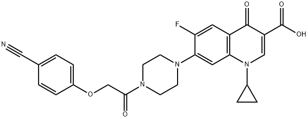 3-Quinolinecarboxylic acid, 7-[4-[2-(4-cyanophenoxy)acetyl]-1-piperazinyl]-1-cyclopropyl-6-fluoro-1,4-dihydro-4-oxo- Structure