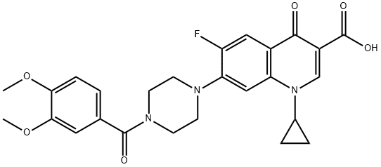 3-Quinolinecarboxylic acid, 1-cyclopropyl-7-[4-(3,4-diMethoxybenzoyl)-1-piperazinyl]-6-fluoro-1,4-dihydro-4-oxo- Struktur