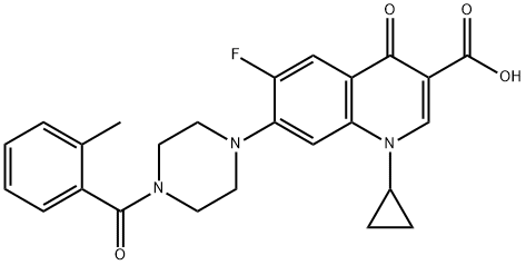 3-Quinolinecarboxylic acid, 1-cyclopropyl-6-fluoro-1,4-dihydro-7-[4-(2-Methylbenzoyl)-1-piperazinyl]-4-oxo- Struktur