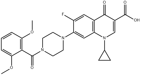 3-Quinolinecarboxylic acid, 1-cyclopropyl-7-[4-(2,6-diMethoxybenzoyl)-1-piperazinyl]-6-fluoro-1,4-dihydro-4-oxo- 结构式