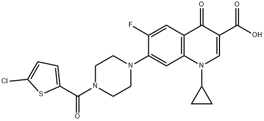 3-Quinolinecarboxylic acid, 7-[4-[(5-chloro-2-thienyl)carbonyl]-1-piperazinyl]-1-cyclopropyl-6-fluoro-1,4-dihydro-4-oxo- Structure