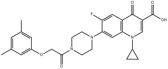 3-Quinolinecarboxylic acid, 1-cyclopropyl-7-[4-[2-(3,5-diMethylphenoxy)acetyl]-1-piperazinyl]-6-fluoro-1,4-dihydro-4-oxo- Structure