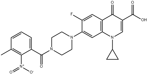 3-Quinolinecarboxylic acid, 1-cyclopropyl-6-fluoro-1,4-dihydro-7-[4-(3-Methyl-2-nitrobenzoyl)-1-piperazinyl]-4-oxo- Structure
