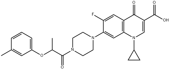 3-Quinolinecarboxylic acid, 1-cyclopropyl-6-fluoro-1,4-dihydro-7-[4-[2-(3-Methylphenoxy)-1-oxopropyl]-1-piperazinyl]-4-oxo-|