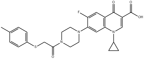 3-Quinolinecarboxylic acid, 1-cyclopropyl-6-fluoro-1,4-dihydro-7-[4-[2-[(4-Methylphenyl)thio]acetyl]-1-piperazinyl]-4-oxo- Structure