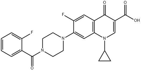 3-Quinolinecarboxylic acid, 1-cyclopropyl-6-fluoro-7-[4-(2-fluorobenzoyl)-1-piperazinyl]-1,4-dihydro-4-oxo- Struktur