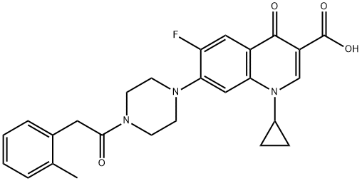 3-Quinolinecarboxylic acid, 1-cyclopropyl-6-fluoro-1,4-dihydro-7-[4-[2-(2-Methylphenyl)acetyl]-1-piperazinyl]-4-oxo- Struktur