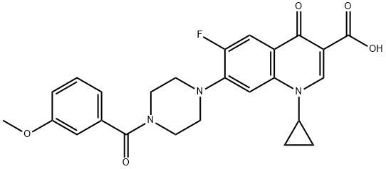 3-Quinolinecarboxylic acid, 1-cyclopropyl-6-fluoro-1,4-dihydro-7-[4-(3-Methoxybenzoyl)-1-piperazinyl]-4-oxo- 结构式