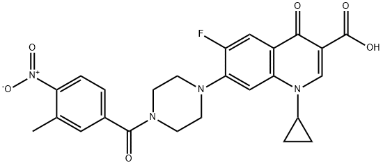 3-Quinolinecarboxylic acid, 1-cyclopropyl-6-fluoro-1,4-dihydro-7-[4-(3-Methyl-4-nitrobenzoyl)-1-piperazinyl]-4-oxo- 结构式