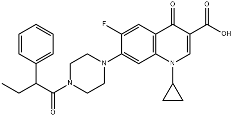 3-Quinolinecarboxylic acid, 1-cyclopropyl-6-fluoro-1,4-dihydro-4-oxo-7-[4-(1-oxo-2-phenylbutyl)-1-piperazinyl]- Structure